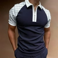 Muška košulja Muška majica kratkih rukava Golf Košulja Solid Color Contrast Vanjska Ležerna modna patentna patentna polos casual slim fit majica plava l