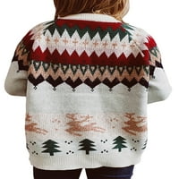 Novogodišnji božićni džemper za žene zadebljanih vileskih božićnih drhtavih geometrijskih tiska dugih rukava pulover džemperi