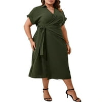 Elegantna košulja haljina kratkih rukava Green Plus Veličine haljine
