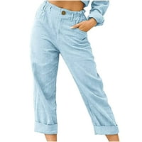 Fanxing ženske hlače elastične struke Flowy posteljina kapri hlače za žene casual ljetna vrećica petite