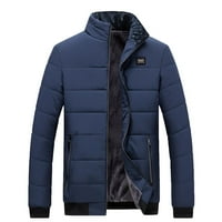 Zimski kaputi za muškarce - Slim Warm Dugi rukav Anorak Solid Turtleneck Full Potpuni zatvarač, za jesen zima tamno plavi xxxxl