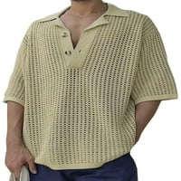 Grianlook muns Top Half rukav majica Lapel ovratnik Pulover Muška regularna fit bluza pletiva od pune