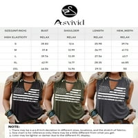 Asvivid Womens izrezao američke zastave zvijezde Stripes The Tanks Cipes Graphic Tees bez rukava izdubljeni povremeni bluze Caxi T majice