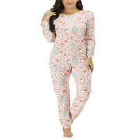 MA & Baby Women Pajamas kombinezon, crtani tipke s dugim rukavima O-izrez jednodijelno nošenje za spavanje