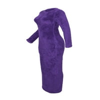 Glonme dame džemper haljina Fuzzy fleece maxi haljine posada vrata toplo labave ležerne prilike dugih rukava purple 2xl