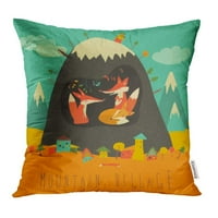 FO CUTE SELO uz planinu sa lisicama unutar pećine den životinje Jesenji crtani jastučnici jastučnici
