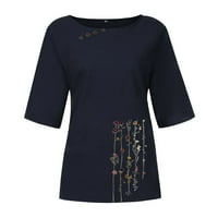 Prevelike majice za žene Grafički tee plus veličine kratkih rukava cvijet s labavim bluzom Pulover Žene
