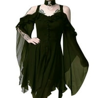 Žene plus veličine modne rose na ramenu Gotic Ruffled Sling haljina nepravilna haljina