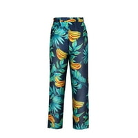 Ženske pamučne posteljine pantalone casual cofy obrezirane hlače sa džepovima pantalone opušteno-fit capris labav fit lounge boho havajski pant zeleni s