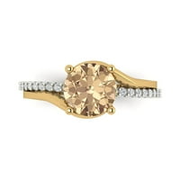 1. CT sjajan okrugli rez prozirni simulirani dijamant 18k bijeli žuto zlato pasijans sa Accenting prstenom SZ 5.75