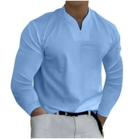 Muški ljetni vrhovi s dugim rukavima V izrez Solidac Basic Sports Majica Casual Comfy Wicking Workout Fitness Bluzes Tee