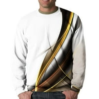 FESFESFES muški košulje dugih rukava Casual Okrugli vrat Pulover s dugim rukavima 3D ispisani klirens