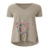 Avamo ženski vrhovi cvjetni leptir T majice V bluza casual kratki rukav Tee grafiku Ispis pulover ljeto