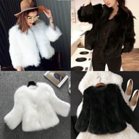 Žene Fur Fur Meko krzneni kaput Jakna Fluffy Winter Cheitcoat Oserka odjeća, crna