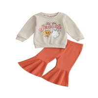 Huakaishijie Toddler Baby Girl Halloween Outfits dugih rukava Pumpkin vrhovi set hlača zvona