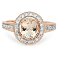 DazzlingRock kolekcija 10k ovalni rez morgatit & okrugli rez bijeli dijamantski ženski ruši zaručni prsten, ružičasto zlato, veličine 6