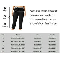 Podplug Capri pantalone za žene, ženska boja Visoki džep za struk Sportske fitness joga široke noge Capris hlače