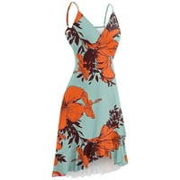 Žene Ljeto Wrap V izrez Podesive kaiševe za špagete prsa na prsima ležerna haljina ljetna plaža duljina