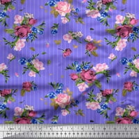 Soimoi ljubičasta pamučna poplin tkanina pruga, ciklama i ruža cvjetna tkanina otisci dvorišta široko