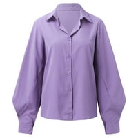 SunhillsGrace majice za žene rever majice posada s dugim rukavima bluza s dugim rukavima dolje majice