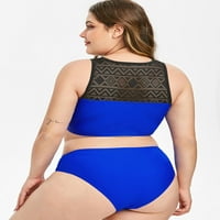 Rusegal Women Plus Veličina čipke Umetni bikini kupaći kostim borovnice plave 4x