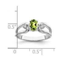 Čvrsta 14k bijelo zlato 6x ovalni peridot zeleni kolovoz draginski dijamantski zaručnički prsten veličine 5