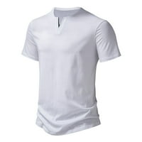 Majica Clearence Miarhb Muška lažna dvodijelna V-izrez Shursleeved Solid Boja elastična dno bijela l