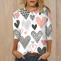 Ležerne vrhove majice rukav pulover Trendi mekani kombinirani okrugli izrez Proljeće ljetne bluze Osnove srčane košulje