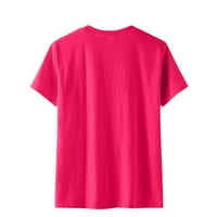 Ženski vrhovi okrugli dekolte otisnuta bluza Neovisnosni dan Dame Modni kratki rukav ljetni ružičasti 2xl