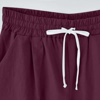 Tking Fashion ženske bermuda kratke hlače Ležerne prilike bez labavih džepova za elastične struke Duksevi Wine s