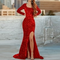 Ženska modna haljina s dugim rukavima Božićne četvrtaste cipele Casual Party haljine crvene veličine