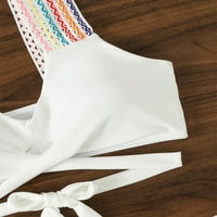 Žene kupaćih kostima Bijeli bikini Show Tank Backless High Squik trokut Dva kupaći kostim kupaći kupaći