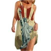 Aueoeo Boho haljine za žene Amerikanka 4. jula Dan nezavisnosti Žene haljine Ležerne prilike patriotske haljine bez rukava