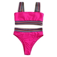 Ženske šorts duge žene vuče vintage kupaći kostim dva retro halter ruched wrap front visokog struka tisak bikini set ženskih ružičastih kupaćih kostima