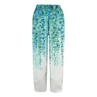 Ženske ljetne elastične strugose pantalone za ispis rastegnutih labavih hlača sa džepovima Plaža Havaji svijetloplava l