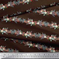 Soimoi smeđa pamučna kambrična tkanička listova od lišća i cvjetna pruga štampana tkanina od dvorišta
