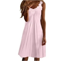Ženske ljetne haljine haljine za žene s poklopcem dubokih V-izreznog bodilaca dimljiva ružičasta l