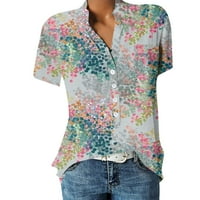 Hanas ženska gornja modna ljetna ženska majica kratkih rukava u obliku kratkih rukava, ljetne cvjetne ženske poslovne majice svijetlo sive s