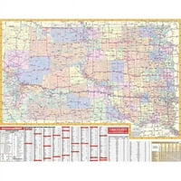 Univarsal 911644010001-63x51-PPR in. Južna Dakota Stavna zidna karta - papir