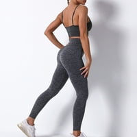 Outfits za žene Ljetne hlače Dame Beamwless Hollow Yoga bez rukava Yoga odijelo Sportski fitnes trčanje joga set tamno siva l