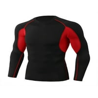 Kombinat košulje za košulje sa dugim rukavima Colisha, košulja i pantne košulje za vrat i hlatnjak, aktivna kondicija Brza suha nogavica odjeća crna crvena xl