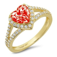 1.49ct srce rezan crveni simulirani dijamant 18k žuti zlatni godišnjički angažman halo prstena veličine 3.5