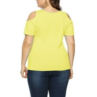 Ženske bluze plus veličina Ženska modna casual V-izrez Majica majica s kratkim rukavima The bluza Yellow