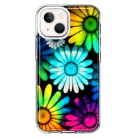 Apple iPhone Mini neon Rainbow Daisy Glow Colorful Daisies Baby Blue Pink Yellow White Dvoslojni poklopac telefona