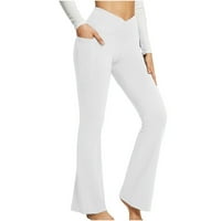 Ženske plus veličine Hlače gamaše visokog struka joga pantalona za vježbanje vežbanje kaprisu za ležerne ljetne hlače bijela 4