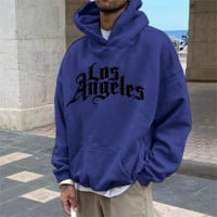 S kapuljačom za muškarce Pismo Los Angeles preveli su labavi plus duks pulover veličine