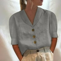 Dugme dolje košulje za žene V-izrez Loše gumbi Žene majice ispod 10 $ caljevina siva 10