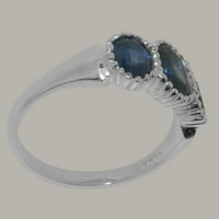 Britanci napravio je 9k bijeli zlatni prsten sa prirodnim prstenom za angažman safirnim ženama - Opcije veličine - veličine 11