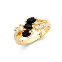 Jewels Lux14k žuti zlatni okrugli kubični cirkonijski CZ Veličina modne obljetnice 7