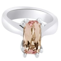 Simulirani ružičasti ružičasti morgatitni zaručni prsten za morgatiite u 14K čvrstog zlata sa veličinom